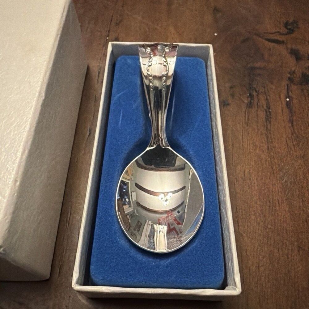 1847 Rogers Bros Reflection Pattern Bent Feeding Spoon, Silverplate Spoon